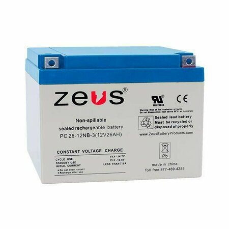 ZEUS BATTERY PRODUCTS 26Ah 12V Nb Sealed Lead Acid Battery PC26-12NB
